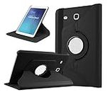 Caseous® Synthetic Leather 360 Rotating Flip Back Cover Case for Samsung Galaxy Tab E (9.6 Inch) SM- T560, T561,T565, T567V (Black)