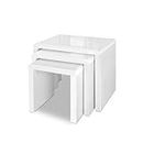 Artiss Coffee Table Set of 3 Bedside Bed Side Sofa Nesting Tables Laptop Desk High Gloss Wooden, Home Furniture Living Room Bedroom Office, White Rectangular Modern Sturdy Stackable Space Saving