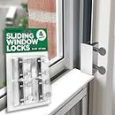 Window Locks, 4 Pack Window Locks for Vertical and Horizontal Windows, Sliding Window Locks, Adjustable Aluminum Window Stoppers, Window Security, No-Drill Install, Requires 28-36mm Clearance