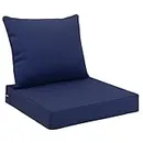 Favoyard Outdoor Seat Cushion Set 24 x 24 Inch Waterproof & Fade Resistant Patio Furniture Cushions with Removable Cover Deep Back Handle and Adjustable Straps for Chair Sofa Couch, Navy Nlue
