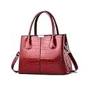 NICOLE & DORIS Top Handle Bags for Women Handbag Fashion Shoulder Bag PU Leather Patent Bag Exquisite Tote Bag for Casual Work Shopping Red Wine