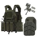 Tuxapo Tactical MOLLE Vests with Triple mag Pouch and Side Cummerbund Pouches, Quick Release Vests for Men