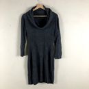 Connected Apparel Sweater Dress Women Medium Gray Knit Cowl Neck Pullover Knee