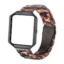 Ayeger Resin Band Compatible with Fitbit Blaze,Women Men Metal Frame Housing+ Resin Accessory Band Wristband Strap Blacelet for Fitbit Blaze Smart Watch Fitness(Black Tortoise)