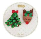 NEW ~Mud Pie Kids Girls Christmas Hair Clips, Ribbon Tree and Reindeer, Set of 2