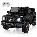 GAOMON 12V Kids Ride on Car, Licensed Mercedes Benz G63 Electric Car w/Remote Control, Music, Spring Suspension, LED Light, Bluetooth, Horn, AUX, Safety Lock Battery Powered Electric Vehicle, Black