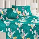 BSB HOME Premium Double Bedsheet with 2 Pillow Covers - 160 TC Supersoft Microfiber - Breathable & Wrinkle Free - 3 Pcs Set | Green and Blue