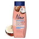 NAIR Sensitive Shower Cream Hair Remover with Natural Coconut Oil and Vitamin E, Body Hair Removal Cream for Women, 12 oz