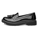 Lilley Angel Womens Black Patent Tassel Loafer - Size 8 UK - Black