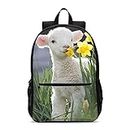 Delerain Cute Sheep Lamb School Backpack Lightweight Travel Daypack Shoulder Bag 17 Inch Plus Laptop Bag Book bag for 1-6th Grade Boys Girls Back to School