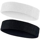 AMIFIT Sport Headband for Men and Women - Sports Headband for Workout & Running, Breathable, Non-Slip Sweat Head Bands for Long Hair, Pack of 2 (Black & White)