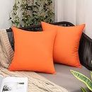 MIULEE Pack of 2 Decorative Outdoor Waterproof Pillow Covers Square Garden Cushion Sham Throw Pillowcase Shell for Spring Patio Tent Couch 18x18 Inch Orange