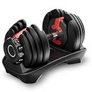 Lifelong Adjustable Dumbbell for Home Gym - 1.5kg to 16kg Easy Dumbbell Weight Adjustment - Iron Weights - Gym Equipment suitable for fitness workout at Home for Men & Women, Black (LLAD03)