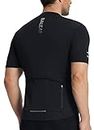 BALEAF Men's Cycling Jersey, Short Sleeve Bike Shirts Bicycle Biking Jersey Full Zipper Tank Tops 3+1 Pockets UPF50+ Black 3XL