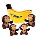 Talking Plush Monkeys Toy Set with Banana Carrier | Soft, Fluffy, and Great Gift for Babies and Toddlers