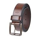 Dockers Men's Casual Leather Belt - 100% Soft Top Grain Genuine Leather Strap with Classic Prong Buckle ,Brown,40