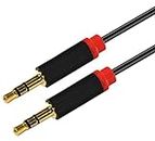 Astrotek 3.5 mm Stereo Flat Cable Male to Male with Mold, 1 Meter Length, Black/Red