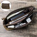 Retro Men's Clutch Bag Genuine Leather Electronic Accessories Organizer HandBag