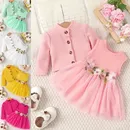 0-24 Monate Baby Mädchen Kleid Geburtstags geschenk rosa Blütenblatt Hosenträger Mantel Frühling