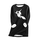 Womens Christmas Jumper Sale Clearance Winter Warm Graphic Print Festival Cozy Soft Tops Halloween Crew Neck Ladies Underwear Fluffy Fashion Plush Thermal Shirt Jumper Thick Fleece Hoodies