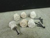 6 Unfinished Natural Color Wicker Knobs Pull  Furniture w/ Hardware (Not White)