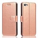QLTYPRI iPhone 6 iPhone 6S Case Premium PU Leather Simple Wallet Case TPU Bumper [Card Slots] [Hidden Kickstand] [Magnetic Adsorption] Shockproof Flip Cover for Apple iPhone 6 iPhone 6S - Rose Gold