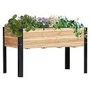 Outsunny Raised Garden Bed, Elevated Planter Box, 47''x24''x29'' with Legs, Metal Frame, Wooden Planter Pot for Backyard, Patio to Grow Vegetables, Herbs, and Flowers