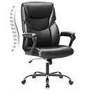 OLIXIS Home Office Chair, Big and Tall Chair for Office, High Back Ergonomic Executive Desk Chair, PU Leather Fixed Armrests Computer Chair, Rolling Chair with Wheels, Black