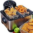 Secura 1700-Watt Stainless-Steel Triple Basket Electric Deep Fryer with Timer Free Extra Odor Filter, 4L/17-Cup,Silver