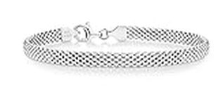 Miabella 925 Sterling Silver Italian 5mm Mesh Link Chain Bracelet for Women, Made in Italy (8 Inches)