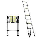 Giantz 2.6m Telescopic Ladder, Aluminium Foldable Extension Steps Ladders Multi Height Platform for Home Outdoors Warehouse, 150kg Capacity Adjustable Non-Slip Rust-Resistant 8 Silver