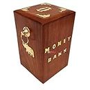 MITRIA TRADERS Wooden Money classic bank -8 X 5 X 5.5 Inch |Big Master Size Piggy classic bank | Storage classic bank For Kids And Adults, Antique Antique