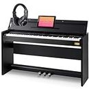 AODSK 88 Key Weighted Action Digital Piano,Grade Hammer Action Keyboard with Furniture Stand and Triple Pedals for Beginner Kids/Adults,Classic Household,Piano Lessons, UPB-85 (Comes with headphones)