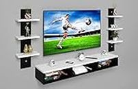 ERAWUD Riano Wall Mount Tv Entertainment Unit/with Set Top Box Stand and Wall Shelf Display Rack for Living Room Black & White (Ideal for Up to 32") Screen(Engineered Wood)