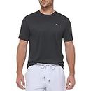 Calvin Klein Men's Light Weight Quick Dry Short Sleeve 40+ UPF Protection, Black, Large