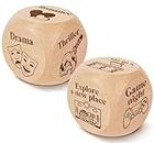 JCHCAMRY 2 Pcs Anniversary Wooden Movie and Activity Date Night Decision Dice Decider Valentines Day Gifts for Him Her Christmas Birthday Gifts for Husband Wife Boyfriend Girlfriend Men Women Gifts