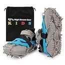 Kids Ice Cleats - Snow Crampons for Hiking Boots & Shoes with 14 Stainless Steel Spikes, Anti Slip Traction Grips for Boys and Girls, Microspikes for Hiking, Walking & Climbing on Snow (Medium, Blue)