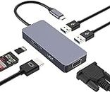 Docking Station USB C 6 in1 AYCLIF, Adattatore HDMI VGA Dual Monitor - USB 2.0, lettore schede SD/TF - Compatibile Con MacBook Pro/Air, Dell/HP/Lenovo