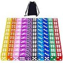 AUSTOR 100 Pieces 6 Sided Game Dice 12mm Translucent Colors Square Corner Dices Set for Tenzi, Farkle, Yahtzee, Bunco or Teaching Math (Free Pouch)