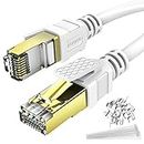 ALASER Ethernet Cable 2M Cat 8 Cable High Speed 2000MHZ 40GBPS Internet Network LAN Patch Cords Shielded Durable Gold Plated RJ45 Connector for Gaming PC TV PS4 Modem Router Mac Laptop Xbox Movie