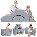MeMoreCool Foam Climbing Toddler Couch Modular Kids Sofa, Sectional Baby Couch for Climb Crawl, Kid Play Couch Convertible Children Sofa Bedroom Playroom Furniture, Glow Sofa with Slide & Stair