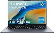 HUAWEI MateBook D16 Ordinateur Portable Intel® Core™ i5-12450H, 8 Go RAM, 512 Go SSD, Écran 16'' FullView, Non Tactile, Windows 11 Home, Clavier AZERTY, Gris
