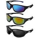 Firtink 3 pieces Sports Sunglasses, Cycling Sun Glasses Outdoors Sports sunglasses for Men Women