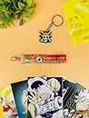 SINCE 7 STORE One Piece Gear 5 Luffy 3 Item Gift Combo: 9 Self adhesive mini posters, 1 Double Sided Keychain, 1 Key-Tag - Gift For Anime Fans, Wall art, room decor, birthday, Merch