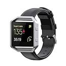 Fit for Fitbit Blaze Bands for Women Men, Stylish Adjustable Leather Band Elegant Replacement Bands Straps Bracelet Wristband Accessory Bands Fit for Fitbit Blaze Smart Watch (Black)