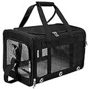 Soft Sided Foldable Cat/Dog/Pet Carrier Bag, Portable Puppy/Pets Travel Carriers For Cats/Dogs With Shoulder Strap & Removable Mat, Durable Cat Basket of 17 lbs Airline Approved - Black, M