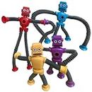 Pop Tubes Robot Toy for Boys Girls 4 Packs Telescopic Suction Cup Robotics Fidget Toys Autism Sensory Toys for Toddlers, Travel Educational Classroom Rewards Party Favors