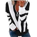 Today's Deals Clearance Deals of The Day Womens Fall Tops 2023 Dressy Casual Long Sleeve Half Zip V Neck Shirts Color Block Sweatshirts Comfy Pullover Blouses