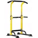 SogesPower Power Tower Dip Station Pull Up Bar for Home Gym Adjustable Height Strength Training Workout Equipment,Yellow