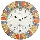 OCEST 13 Inch Large Outdoor Indoor Clock, Waterproof Wall Clock with Thermometer, Weather-Resistant Non-Ticking Battery Operated Decor Clock for Patio, Pool, Lanai, Fence, Porch, Garden (Yellow)